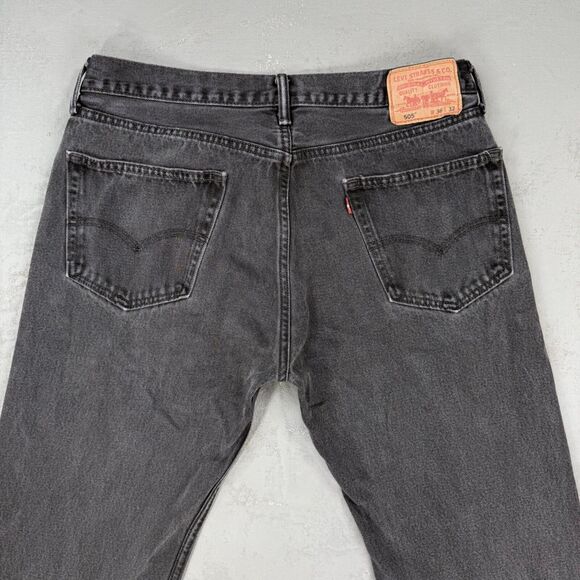 Levi's 505 Faded Black Denim Red Tab Jeans Fit 36 x 30 - Picture 5 of 7